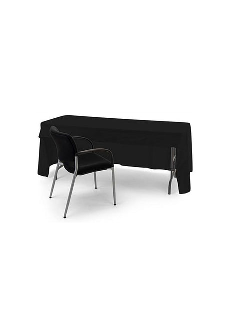6' Polyester Table Cloth, Open Back - Solid Black