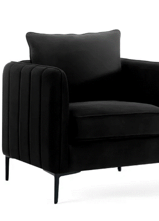 Black Velvet Upholstered Accent Armchair With Metal Legs