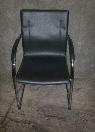 Black Leather Chrome Chair w/ arms