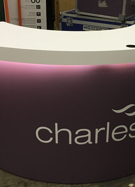 Curved Reception Desk - Red Laminate Top