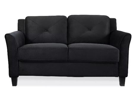Tufted Microfiber Loveseat - Black